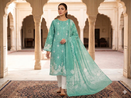 Premium Italian Printed Lawn – 3 Piece Unstitched Suit