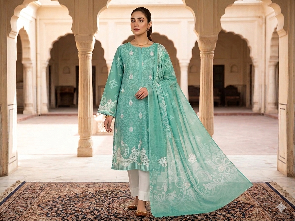 Premium Italian Printed Lawn – 3 Piece Unstitched Suit