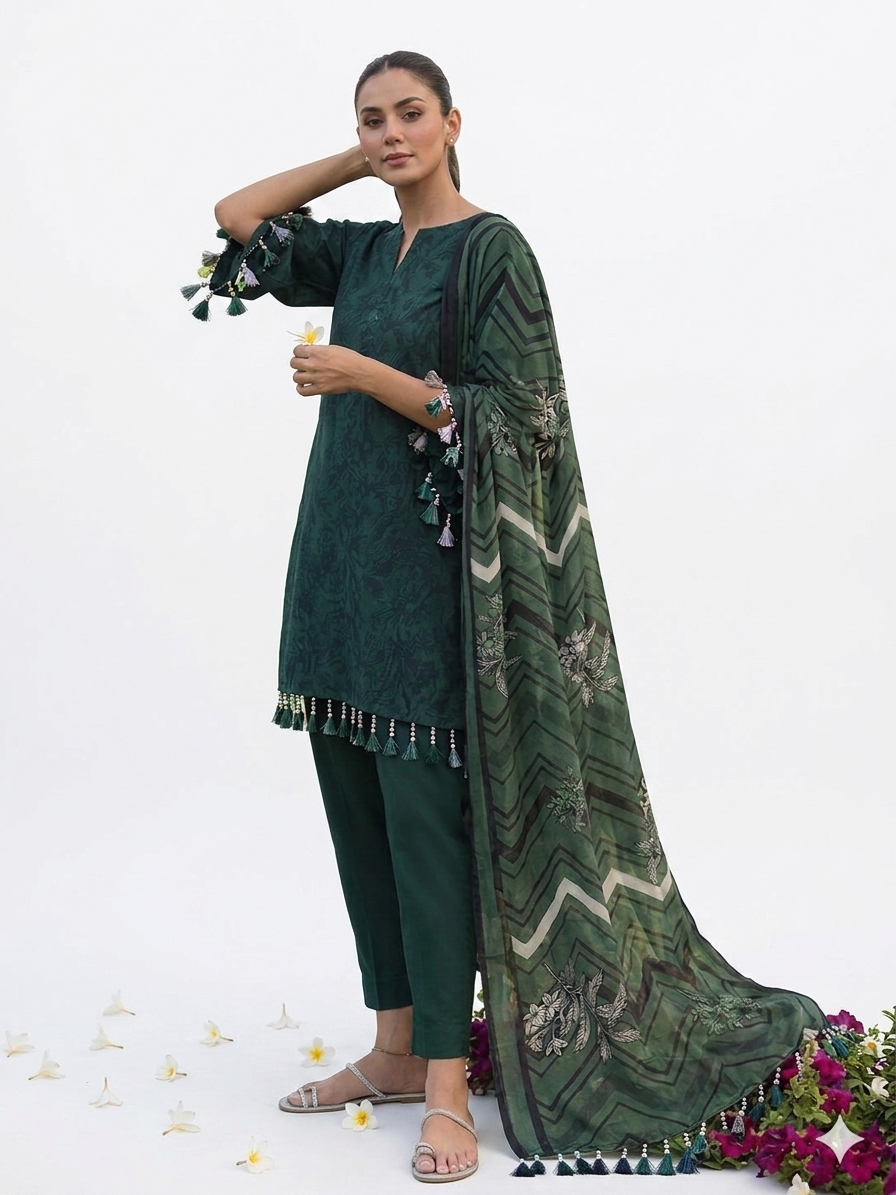Premium Italian Printed Lawn – 3 Piece Unstitched Suit