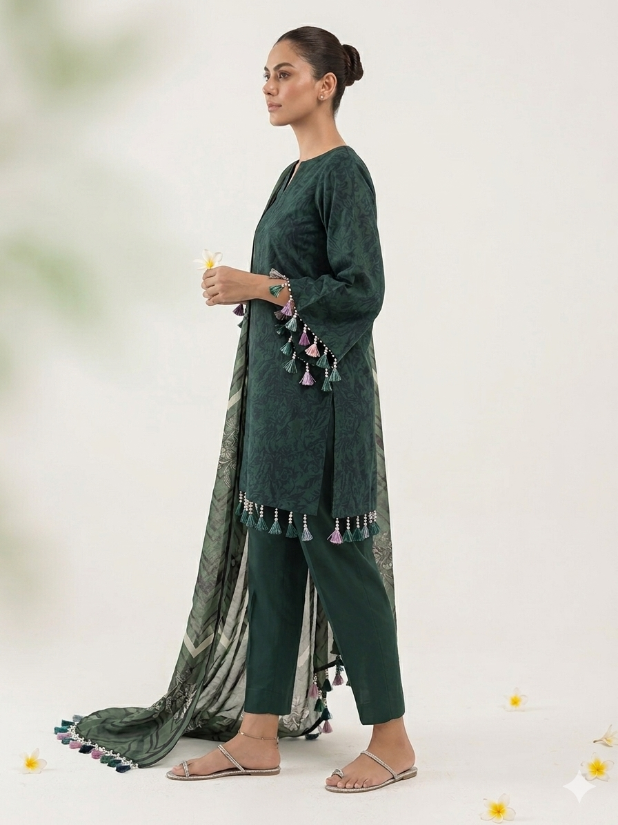 Premium Italian Printed Lawn – 3 Piece Unstitched Suit