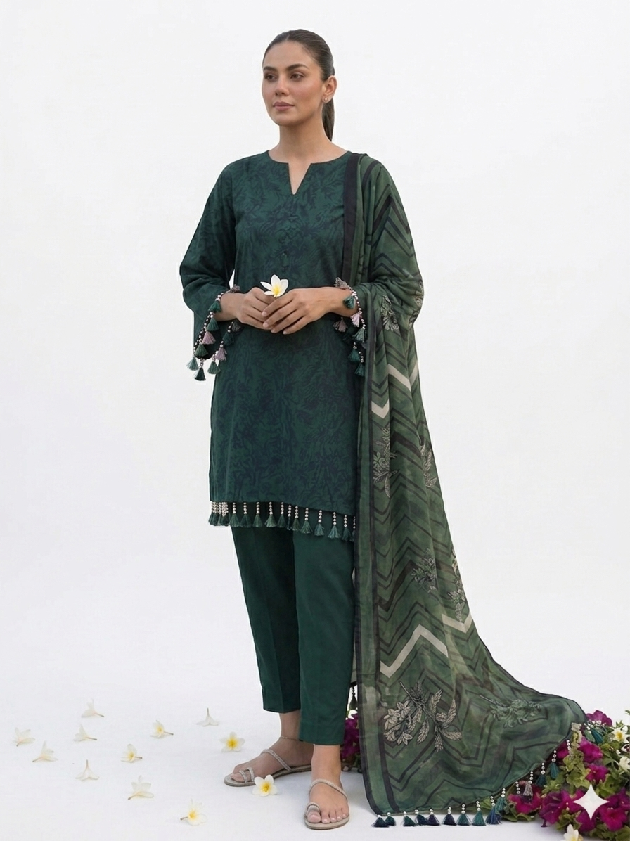 Premium Italian Printed Lawn – 3 Piece Unstitched Suit