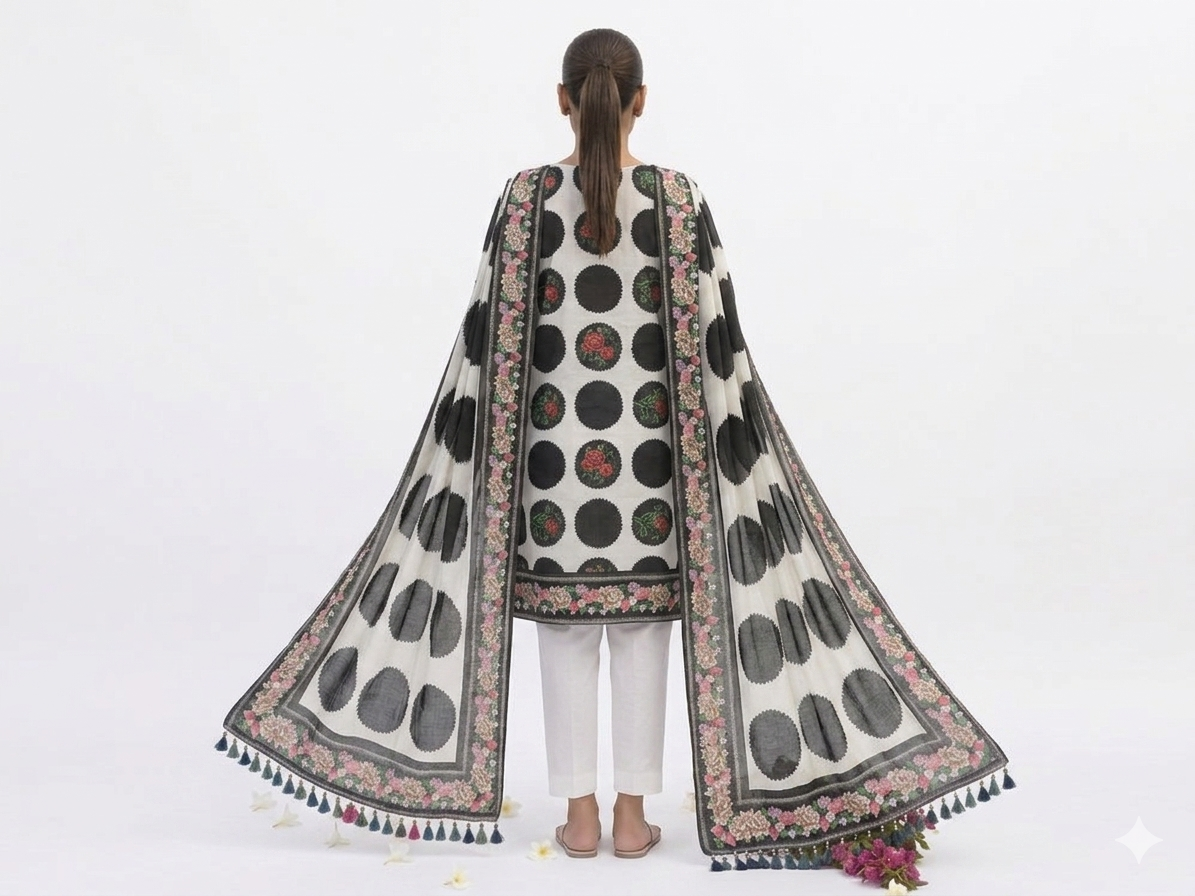 Premium Italian Printed Lawn – 3 Piece Unstitched Suit