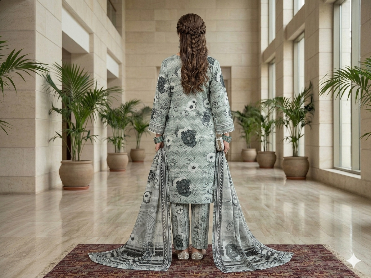 Premium Italian Printed Lawn – 3 Piece Unstitched Suit