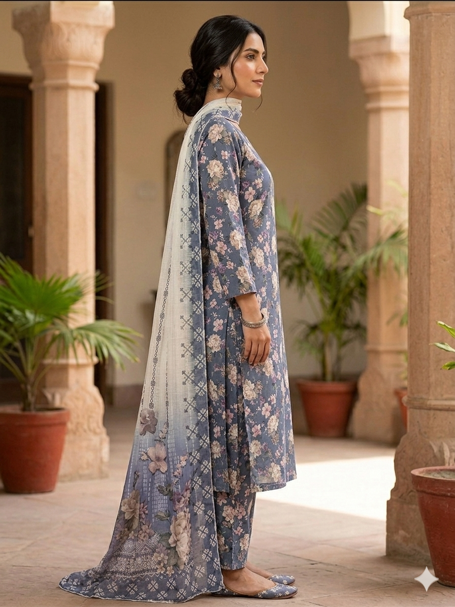 Premium Italian Printed Lawn – 3 Piece Unstitched Suit