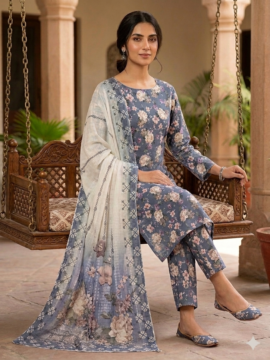 Premium Italian Printed Lawn – 3 Piece Unstitched Suit