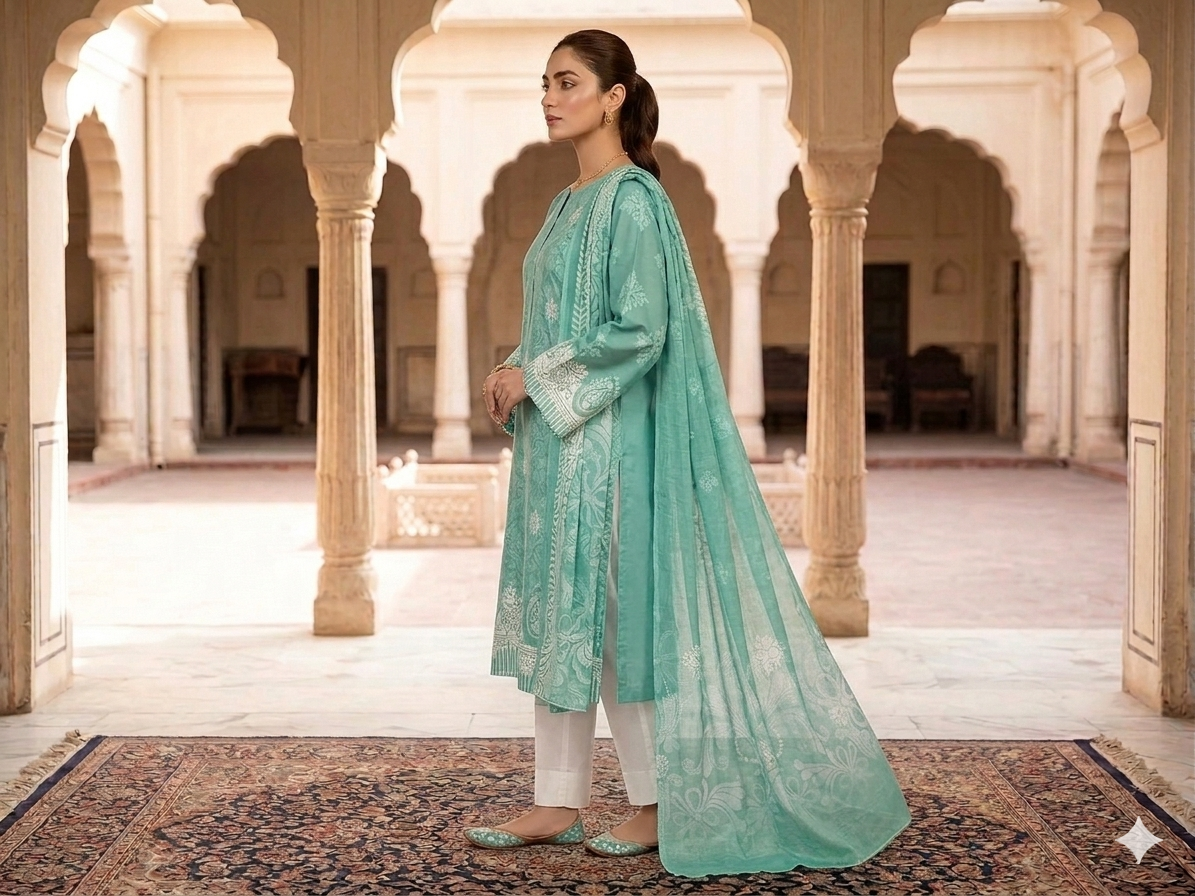 Premium Italian Printed Lawn – 3 Piece Unstitched Suit