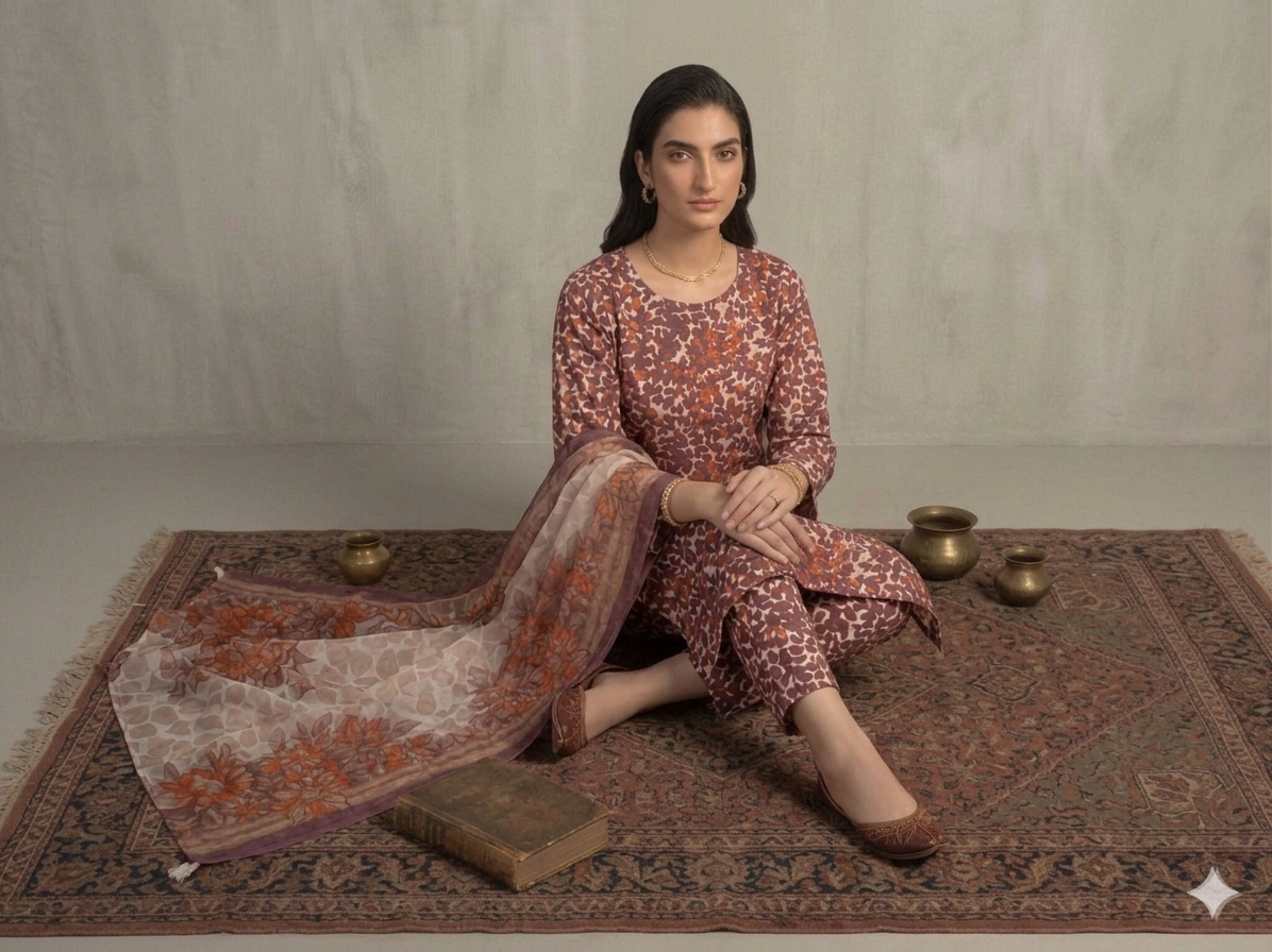 Premium Italian Printed Lawn – 3 Piece Unstitched Suit