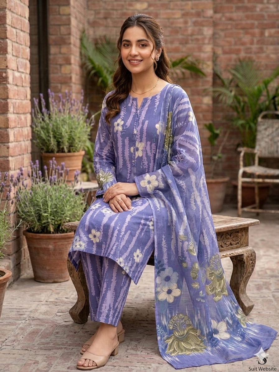 Premium Italian Printed Lawn – 3 Piece Unstitched Suit