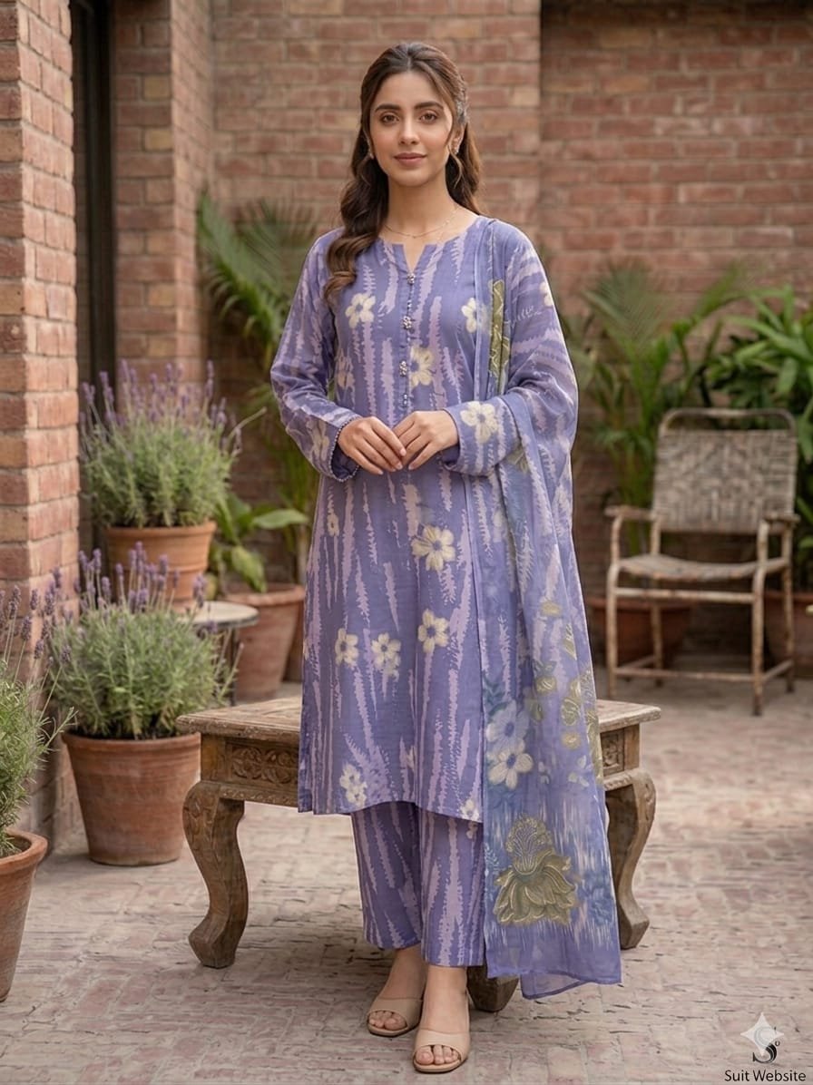 Premium Italian Printed Lawn – 3 Piece Unstitched Suit