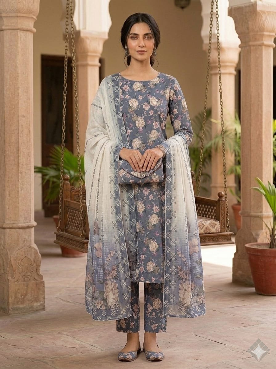 Premium Italian Printed Lawn – 3 Piece Unstitched Suit