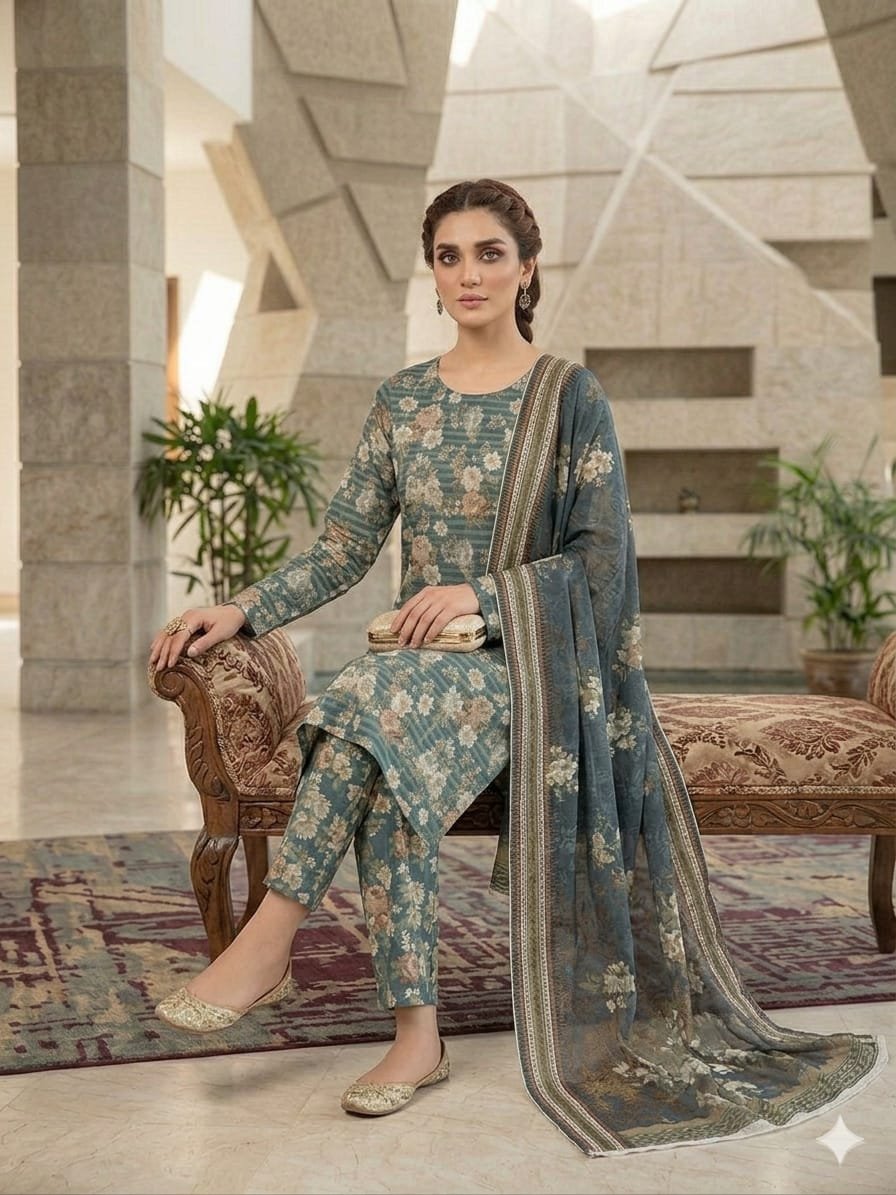 Premium Italian Printed Lawn – 3 Piece Unstitched Suit