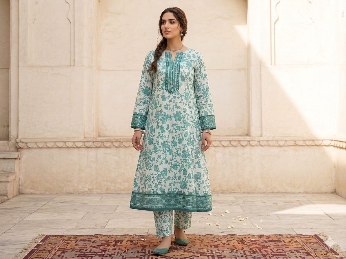 Premium Italian Printed Lawn – 2 Piece All Over