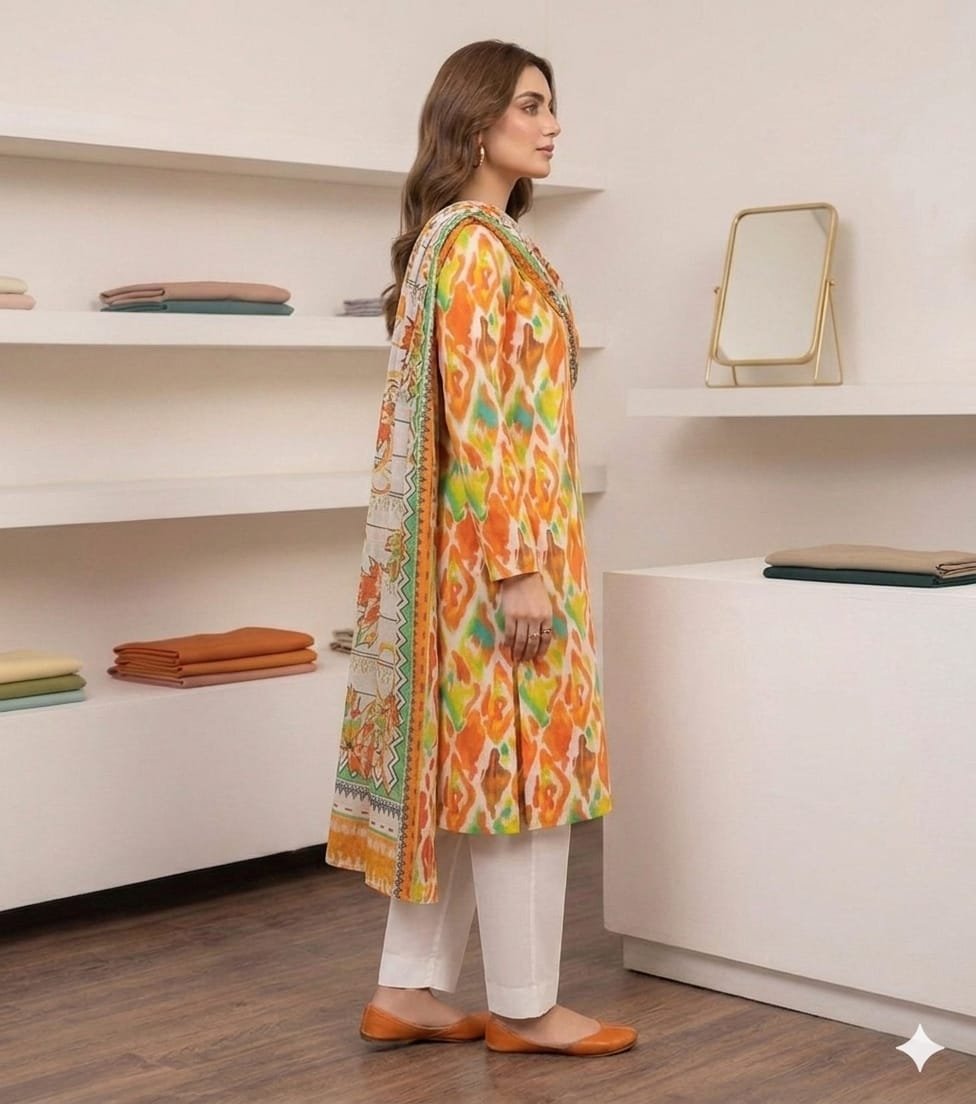 Premium Italian Printed Lawn – 2  Piece Dupata shirt