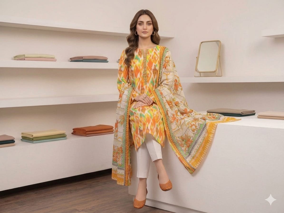 Premium Italian Printed Lawn – 2  Piece Dupata shirt