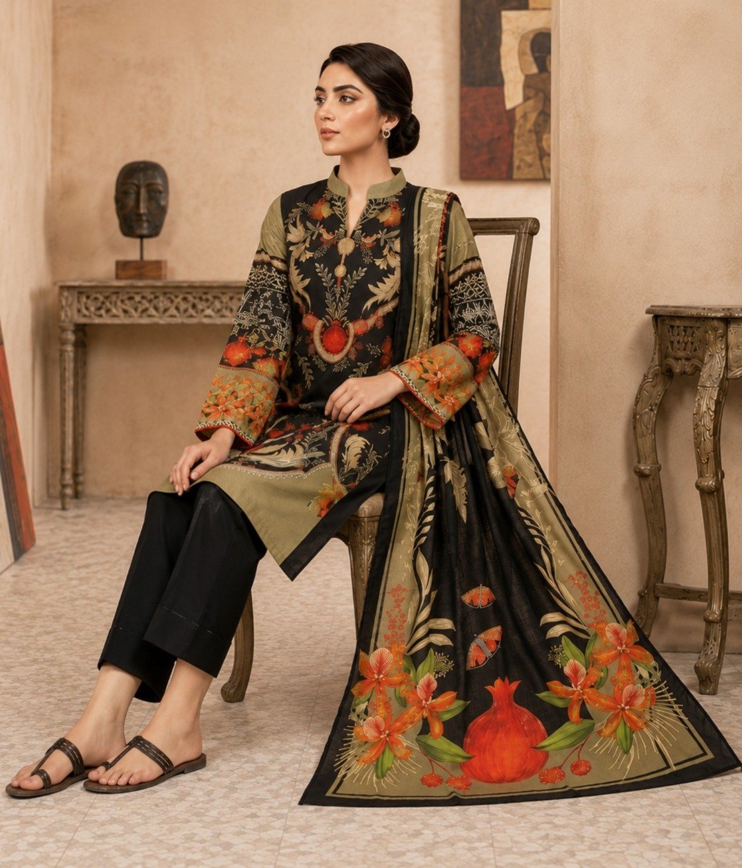 Premium Italian Printed Lawn – 2  Piece Dupata shirt