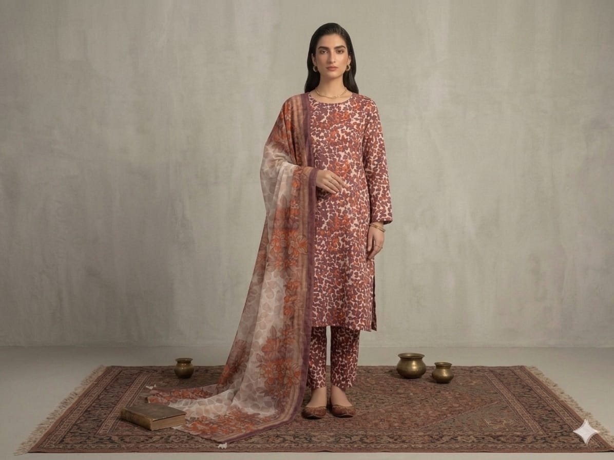 Premium Italian Printed Lawn – 3 Piece Unstitched Suit
