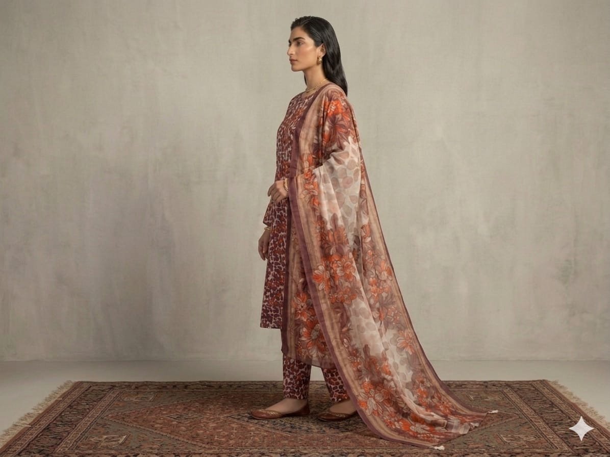 Premium Italian Printed Lawn – 3 Piece Unstitched Suit