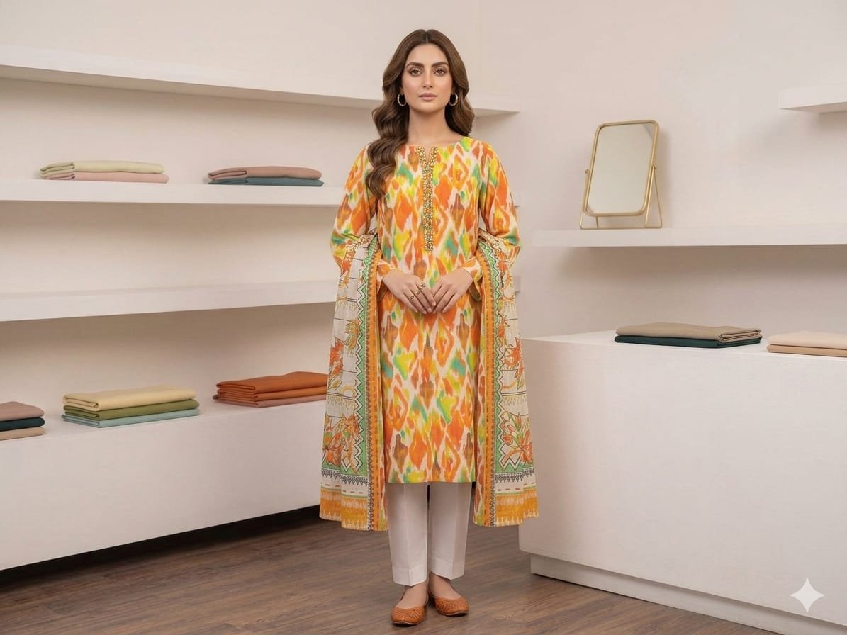 Premium Italian Printed Lawn – 2  Piece Dupata shirt